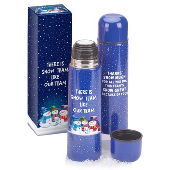 There Is Snow Team Like Our Team Stainless-Steel Vacuum Thermos 16 oz. With Hot Cocoa In Holiday Gift Box from Positive Promotions