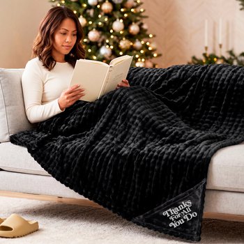 Thanks for All You Do Black Bubble Mink Fleece Throw Blanket-in-a-Tote 50