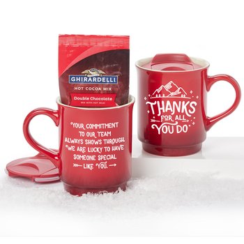Thanks For All You Do Gradient Ceramic Mug 14 oz. With Cocoa In Holiday Gift Box from Positive Promotions