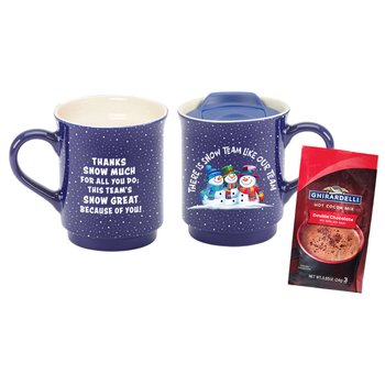 There Is Snow Team Like Our Team Ceramic Mug 14 oz. With Ghirardelli® Hot Cocoa In Holiday Gift Box from Positive Promotions