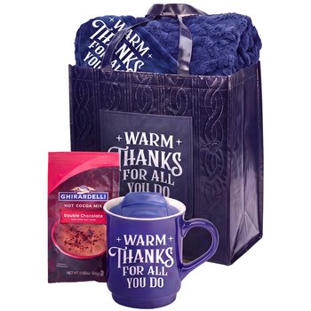 Warm Thanks For All You Do Navy Cozy Comforts Holiday Gift Set from Positive Promotions