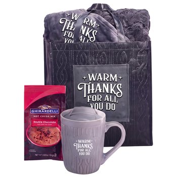 Warm Thanks For All You Do Charcoal Cozy Comforts Holiday Gift Set from Positive Promotions