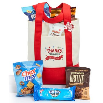 Thanks For Making A Difference Tote Treat Pack With Holiday Gift Wrap from Positive Promotions
