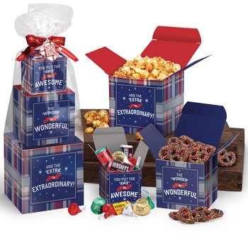 Awesome, Wonderful, Extraordinary Treat Tower With Holiday Gift Tag from Positive Promotions