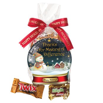 Thanks For Making A Difference Snow Globe Paper Tote With Mini Chocolates from Positive Promotions