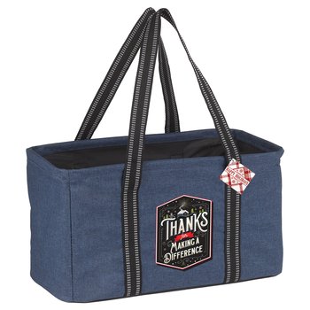 Thanks for Making a Difference Navy Utility Tote With Holiday Gift Tag from Positive Promotions