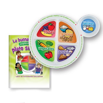 Child's Portion Meal Plate Packaged With Educational Activities Book (Spanish) from Positive Promotions