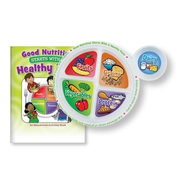 Child's Portion Meal Plate Packaged With Educational Activities Book (English) from Positive Promotions