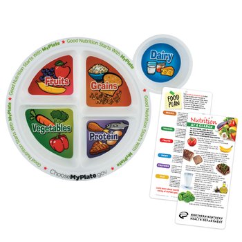 Adult Portion Meal Plate With Glancer (English) - Personalization Available from Positive Promotions