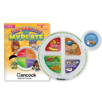MyPlate Preschool Portion Meal Plate With Parent-Child Activities Book (English) - Personalization Available from Positive Promotions