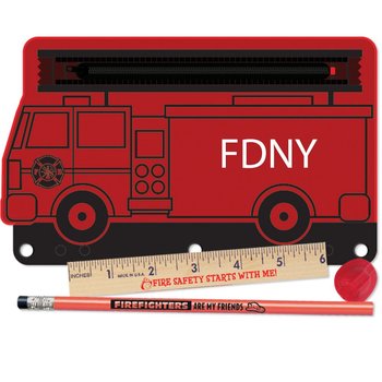 Firefighters Are My Friends 4-Pc. Pencil Pouch Gift Set - Personalization Available from Positive Promotions