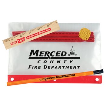 Fire Safety 4-Piece Pencil Pouch Gift Set - Personalization Available from Positive Promotions