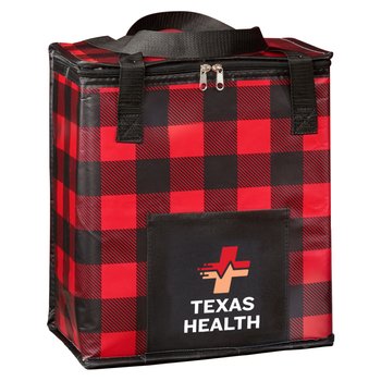Buffalo Plaid Laminated Insulated Cooler Bag - Personalization Available from Positive Promotions