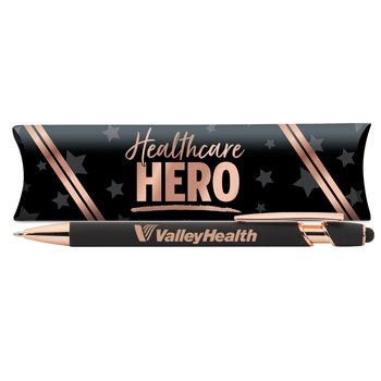 Healthcare Hero Black/Rose-Gold Stylus Pen - Personalization Available from Positive Promotions