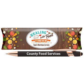 Healing With Food: It's What We Do! Food & Nutrition Services Black/Rose-Gold Stylus Pen - Personalization Available from Positive Promotions