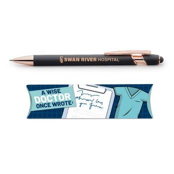 Wise Doctor Gray/Rose-Gold Stylus Pen - One-Color Personalization Available from Positive Promotions