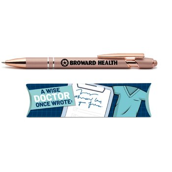 Wise Doctor Rose-Gold Stylus Pen - One-Color Personalization Available from Positive Promotions