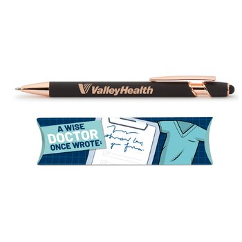 Wise Doctor Black/Rose-Gold Stylus Pen - One-Color Personalization Available from Positive Promotions