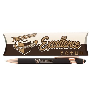 Fulfilling Every Order With Excellence Black/Rose-Gold Stylus Pen - One-Color Personalization Available from Positive Promotions