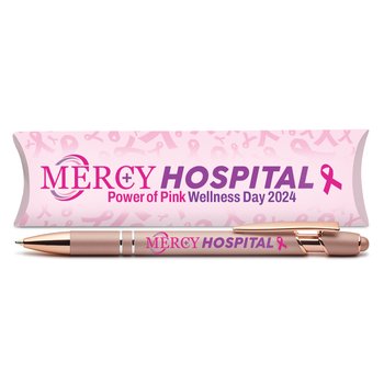 Rose-Gold Stylus Pen With Fully Custom Pink Pillow Box - Personalization Available from Positive Promotions