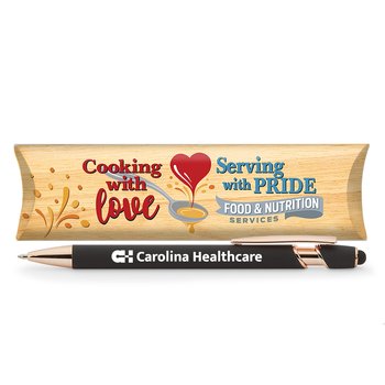 Food & Nutrition Services: Cooking With Love, Serving With Pride Black/Rose-Gold Stylus Pen - One-Color Personalization Available from Positive Promotions