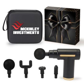 Deep Tissue Massage Gun With Carry Case in Holiday Gift Box - Personalization Available from Positive Promotions