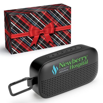 Soundwave 3-in-1 IPX5 Water-Resistant Wireless Bluetooth® Speaker, Sound Machine, & Phone Stand in Holiday Gift Box - Personalization Available from Positive Promotions