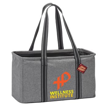 Gray Utility Tote With Holiday Gift Tag - Personalization Available from Positive Promotions