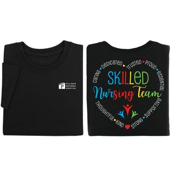 Skilled Nursing Team Unisex 2-Sided Short-Sleeved T-Shirt in Gift Box - Silkscreened Personalization Available from Positive Promotions