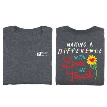 Making a Difference in the Lives We Touch Unisex 2-Sided Short-Sleeved T-Shirt in Gift Box - Silkscreened Personalization Available from Positive Promotions