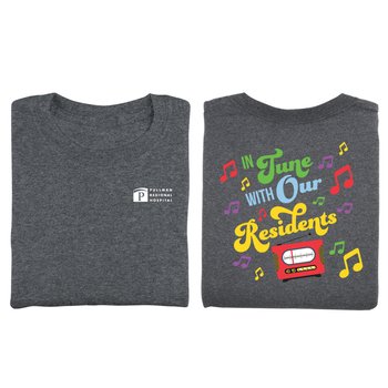 In Tune With Our Residents Unisex 2-Sided Short-Sleeved T-Shirt in Gift Box - Silkscreened Personalization Available from Positive Promotions