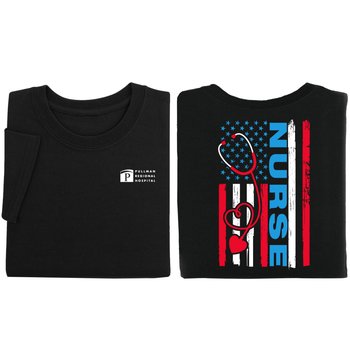Nurse Flag Unisex 2-Sided Short-Sleeved T-Shirt in Gift Box - Silkscreened Personalization Available from Positive Promotions