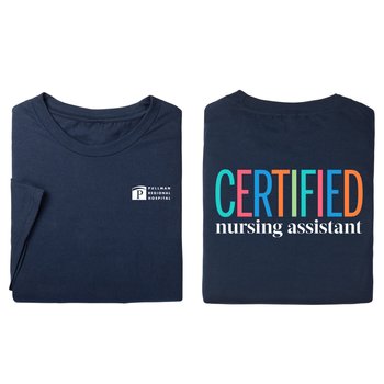 Certified Nursing Assistant Unisex 2-Sided Short-Sleeved T-Shirt in Gift Box - Silkscreened Personalization Available from Positive Promotions