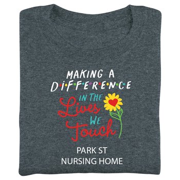 Making a Difference in the Lives We Touch Unisex Short-Sleeved T-Shirt in Gift Box - Silkscreened Personalization Available from Positive Promotions