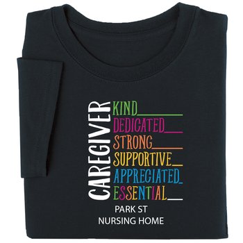 Caregiver Unisex Short-Sleeved T-Shirt in Gift Box - Silkscreened Personalization Available from Positive Promotions