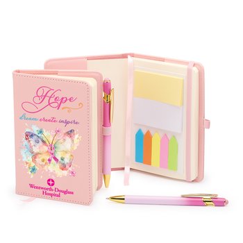 Hope, Dream, Create, Inspire Stanton Jotter With Quotes/Wellness Tips, Sticky Notes, & Stylus Pen - Personalization Available from Positive Promotions