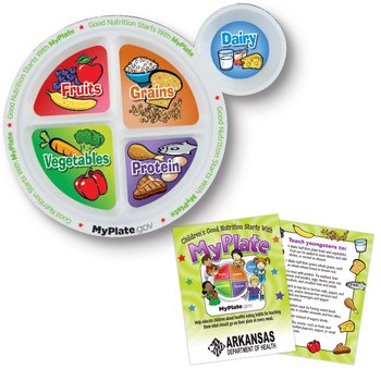 MyPlate Child's Portion Meal Plate With Educational Card (English) - One-Color Personalization Available from Positive Promotions