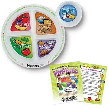 MyPlate Child's Portion Meal Plate With Educational Card (Spanish) - One-Color Personalization Available from Positive Promotions