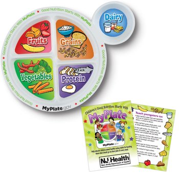 MyPlate Preschool Portion Meal Plate With Educational Card (English) - One-Color Personalization Available from Positive Promotions