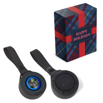 SoundGo IPX4 Bluetooth® Water-Resistant Speaker With Strap in Holiday Gift Box - Personalization Available from Positive Promotions