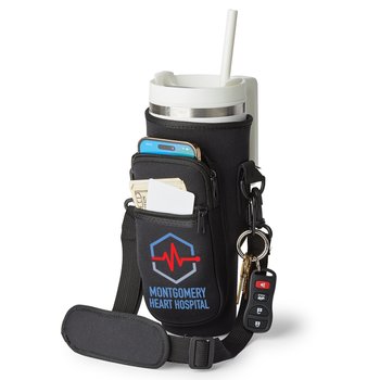 Black All-Day Hydration Carry-All 40-oz. Tumbler Bag With Adjustable Strap in Holiday Gift Box - Personalization Available from Positive Promotions