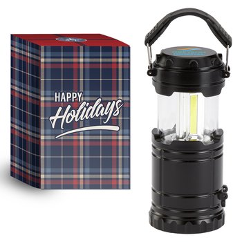 Black Mini 2-in-1 Portable Lantern & Flashlight in Holiday Gift Box - Personalization Available from Positive Promotions
