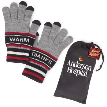 Acrylic-Knit Touch Screen Gloves With Microfiber Pouch & Holiday Gift Tag - Personalization Available from Positive Promotions
