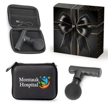 Portable Mini Massage Gun With Carabiner Carry Case in Holiday Gift Box - Personalization Available from Positive Promotions