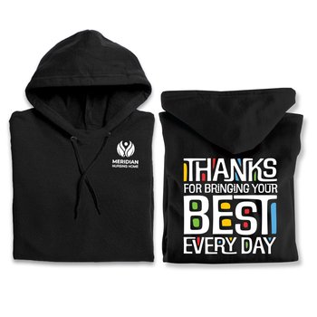 Thanks for Bringing Your Best Every Day Gildan® Unisex Heavy Blend Pullover Hooded Sweatshirt in Gift Bag With Holiday Gift Tag - Silkscreened Personalization Available from Positive Promotions