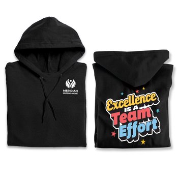 Excellence Is a Team Effort Gildan® Unisex Heavy Blend Pullover Hooded Sweatshirt in Gift Bag With Holiday Gift Tag - Silkscreened Personalization Available from Positive Promotions