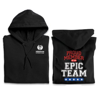 Proud Member of an Epic Team Gildan® Unisex Heavy Blend Pullover Hooded Sweatshirt in Gift Bag With Holiday Gift Tag - Silkscreened Personalization Available from Positive Promotions