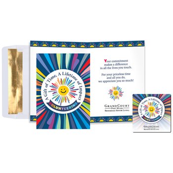 Volunteering: A Gift of Time, A Lifetime of Impact Greeting Card & Magnet - One-Color Personalization Available from Positive Promotions
