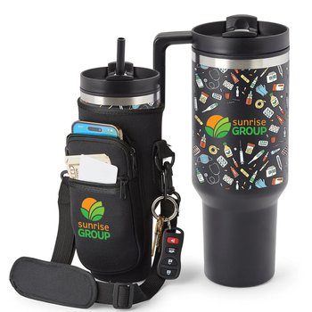 Healthcare Icons Quencher Tumbler 40 oz. With Black Hydration Carry-All Bag Gift Set - Personalization Available from Positive Promotions