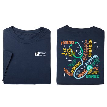 Patience, Compassion Stethoscope Unisex 2-Sided Short-Sleeved T-Shirt in Gift Box - Silkscreened Personalization Available from Positive Promotions